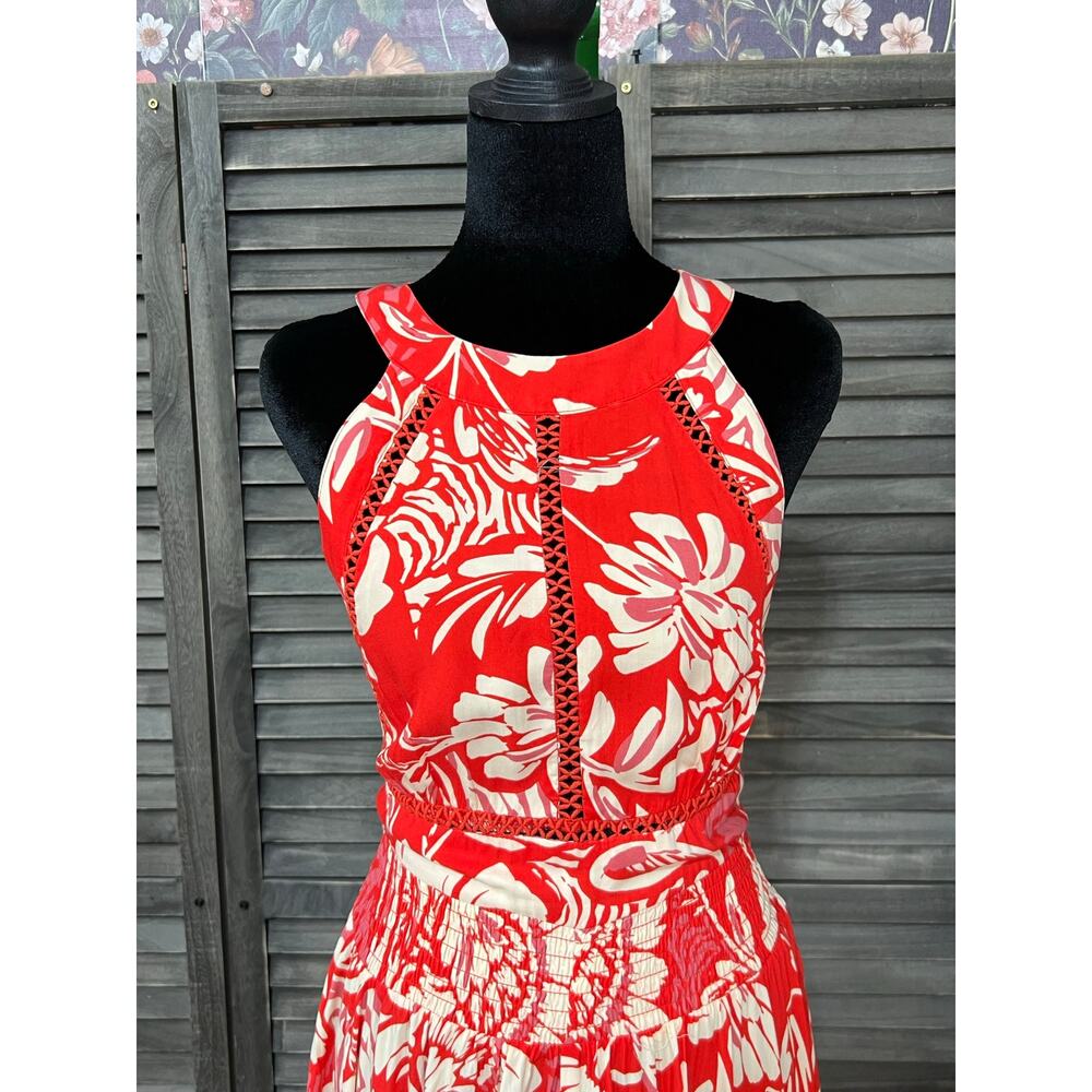Abel The Label Hibiscus Floral Open Back Halter Maxi Dress Resort M - Picture 4 of 10